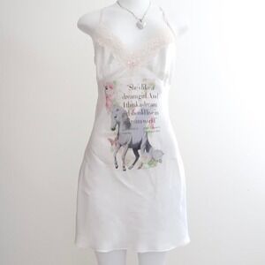 linea donatella dream girl satin graphic slip dress